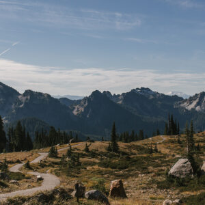 Landscape and trails through Mt Rainier National Park